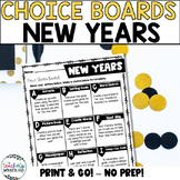 New Years Menus - Choice Boards and Activities- 3rd - 5th Grade