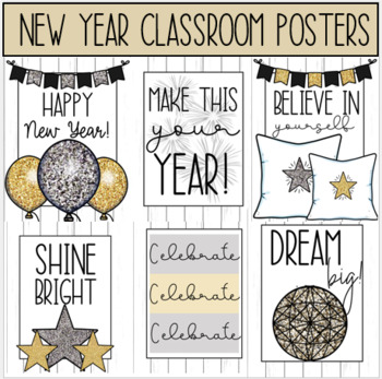 New Years Motivational Classroom Posters *Comes with 6* | TPT