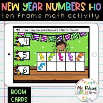 Preview of New Years Numbers 1-10 - A Ten Frame Activity - Boom Cards