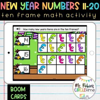 Preview of New Years Numbers 11-20 - A Ten Frame Activity - Boom Cards