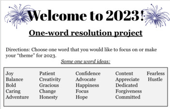 Preview of New Years One-Word Resolution Handout