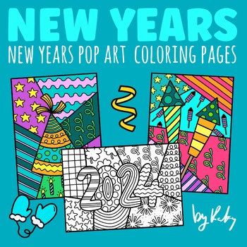 Preview of New Years Pop Art Coloring Pages - Winter 2024