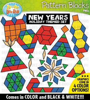 Preview of New Years Puzzle Pattern Blocks Clipart {Zip-A-Dee-Doo-Dah Designs}