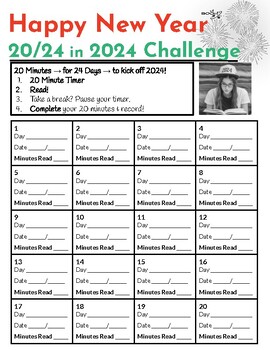 Preview of New Years Reading Challenge | 20 minutes for 24 days!