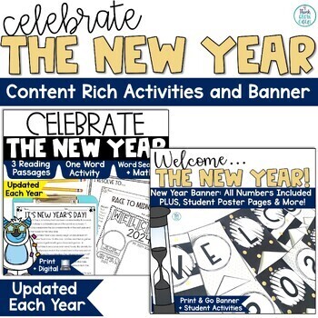 Preview of New Year 2024 Resolution Reading Comprehension Activities Bulletin Board Ideas