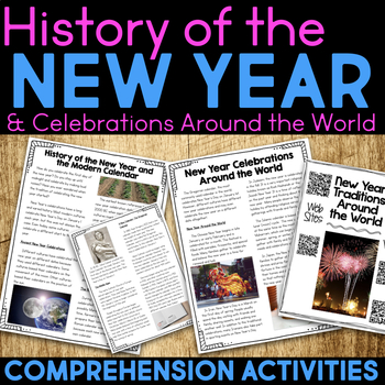 Preview of New Years Around the World & History of Celebrations Reading Comprehension 2024