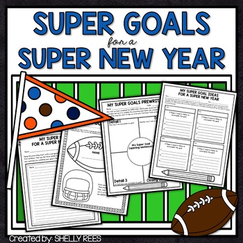 Preview of New Years Resolution 2024 Bulletin Board and Goals Writing Activity