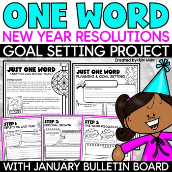 Preview of New Years Resolution 2024 New Year Goal Setting One Word January Bulletin Board