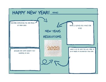 Preview of New Years Resolution Worksheet 2022-2023 