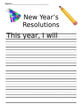 Preview of New Year's Resolution Writing Prompt