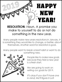 New Years Resolutions 2019 -- Goal Setting Worksheets - Lower Elementary