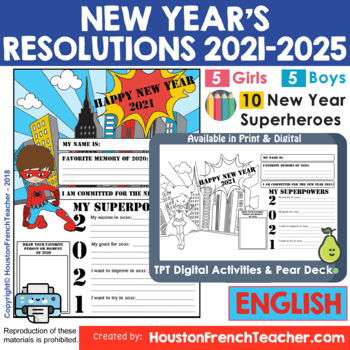 Preview of New Years 2024 Activities Resolutions + Distance Learning Virtual New Year