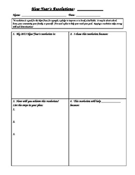 Preview of New Year's Resolutions Graphic Organizer