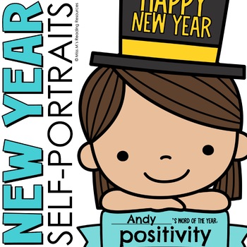 Preview of New Years 2024 Craft New Year Goals Bulletin Board | New Year Self Portrait