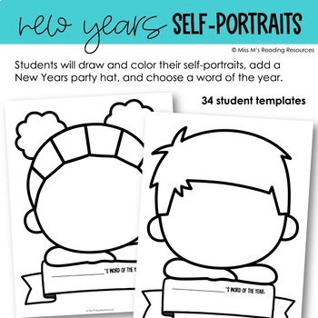 New Years 2024 Craft New Year Goals Bulletin Board | New Year Self Portrait