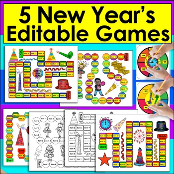 New Year's 2022 Activities: Sight Word Game Boards-Set 2-Editable for Any List