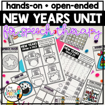 Preview of New Years Speech Therapy Activities: Open-Ended