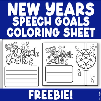 Preview of New Years Speech Therapy Goal/Objective Review Coloring Sheets- Freebie!!