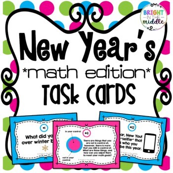 Preview of New Years 2024 Task Cards: Math Edition - PRINT AND DIGITAL