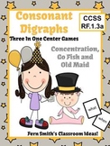 New Year's Themed Three Center Games for Consonant Digraph