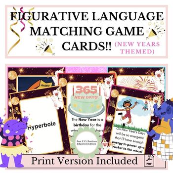 Preview of New Years Themed Figurative Language Matching Card Game!!