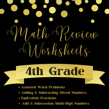 Preview of New Years Themed Math Worksheet Packet-4th Grade Review
