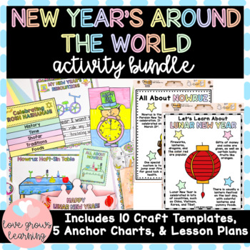 New Years Around the World social studies project with interactive