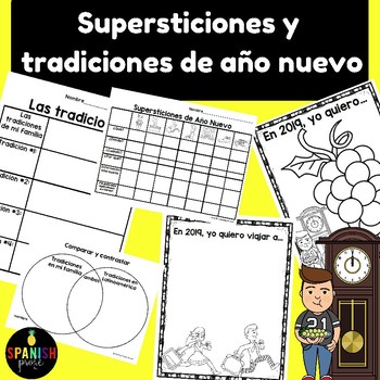 Preview of New Years Traditions & Superstitions in Spanish (supersticiones de Año Nuevo)