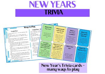 Preview of New Years Trivia Game Cards - Printable Version