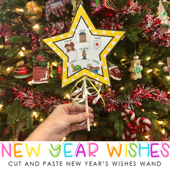Preview of New Year's Wishes Wand Craft Activity {Freebie}