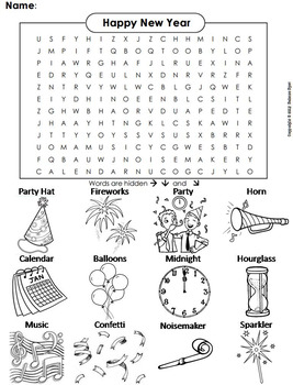 The New Year 2020 Activity: Color-in Word Search by Science Spot