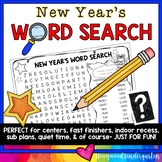 New Years Word Search Puzzle . Literacy Centers , Sub Plan