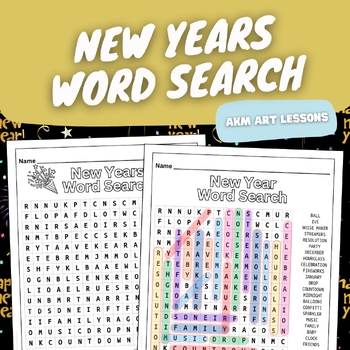 Preview of New Years Word Search - Winter Activity - January Worksheet