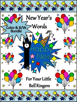 Preview of New Year's Activities: New Year's Words Activity Bundle - Color & B/W