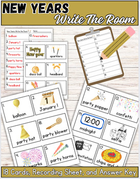 Preview of New Years Write the Room Literacy Center