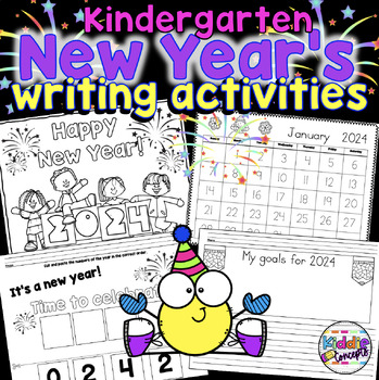 New Years Writing Activities 2023 for Kindergarten by Kiddie Concepts