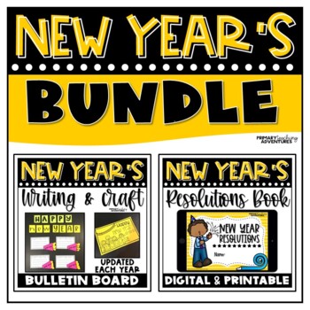 Preview of New Years Writing, Craft, Book, Bulletin BUNDLE