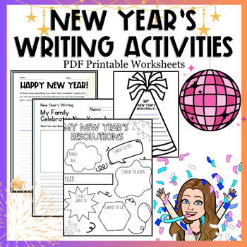 New Years Writing & Fun Worksheets | Printable PDF Activities | TPT