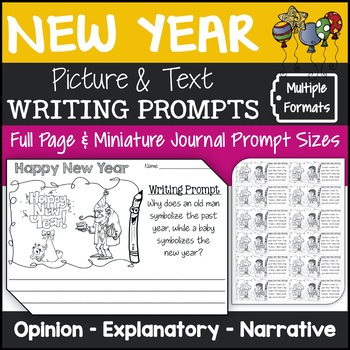 Preview of New Years Writing Prompts (Opinion, Explanatory, Narrative)