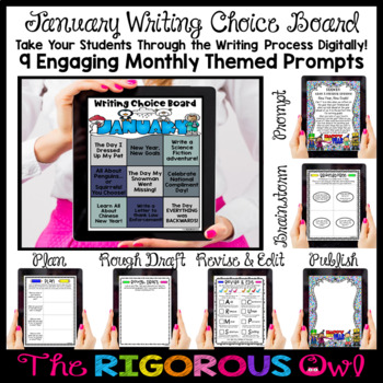 Preview of New Years and January Themed Digital Writing Prompts