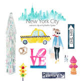 New York Clip Art Watercolor Fashion Clipart Travel Clipar