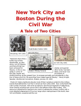 Preview of New York City and Boston During the Civil War: A Tale of Two Cities