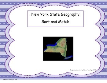 Preview of New York Geography Vocabulary Sort and Match - Printable and Drag & Drop Easel