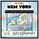 New York Map Skills and Geography- Label and Coloring Activity!
