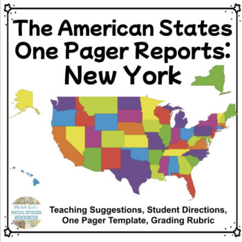 Preview of New York One Pager State Report | USA Research Project | Geography Activity