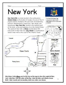 Preview of New York Introductory Geography Worksheet