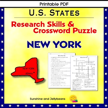 Preview of New York - Research Skills & Crossword Puzzle - U.S. States Geography Activity