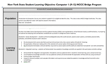 Preview of New York State APPR Student Learning Objective and Pre-test for Computer Class