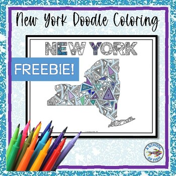 Preview of New York State Doodles Coloring Page FREEBIE Sample!