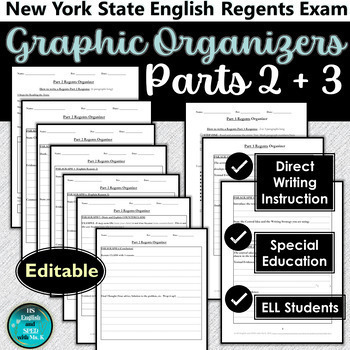Preview of New York State English Regents Exam Essay Graphic Organizers | Part 2 & Part 3